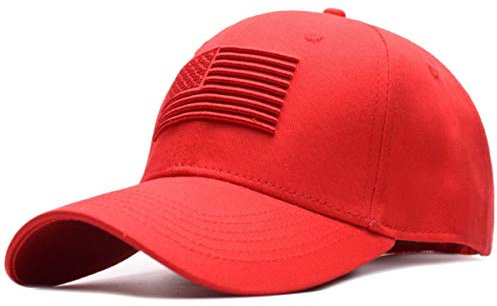 Sporty Baseballcap U.S.A. Flag Fahne USA Vintage Style Used Washed Look Retro Amerika Kappe Mütze Cap Schirmmütze Basecap (Rot)