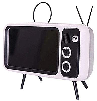 UnnFiko Retro TV Style Stand Holder, Cartoon Desktop Bracket Desk Mount, Universal for iPhone Samsung (TV Gray)