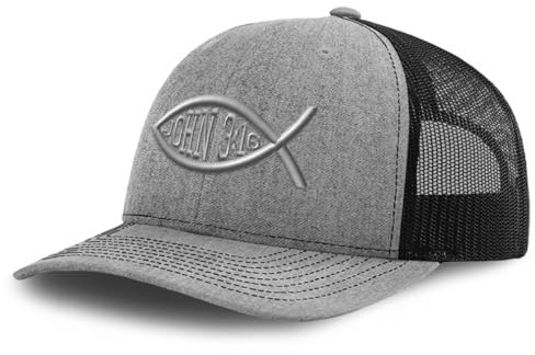 Richardson Trucker Hat Bibelvers John 3:16 A Stickerei Baseball Cap Snapback, Heather Grey Black Design Only, Einheitsgröße