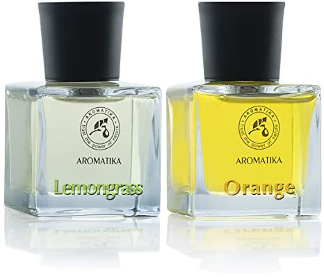 Raumduft Reed Diffuser 1er Pack - Geschenkset Raumduft Lemongrass 50ml & Orange 50ml - Raumduft Diffusors mit Bambusstöcken - Raumduft Set für Aromatherapie - Bester für Schlafzimmer - Heim - Büro