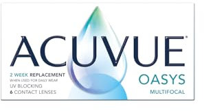 ACUVUE OASYS MULTIFOCAL Kontaktlinsen – Gleitsichtlinsen für den Nah-, Zwischen- und Fernbereich – -7.75 dpt und BC 8,4 – Addition H – Mit UV Schutz und Austrocknungsschutz – 6 Linsen