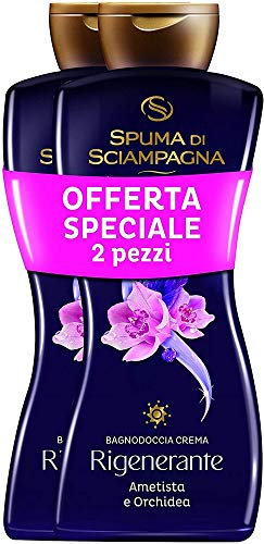 Spuma Di Sciampagna Bagnodoccia Crema Rigenerante Ametista E Orchidea 2 Confezione - 500 Ml