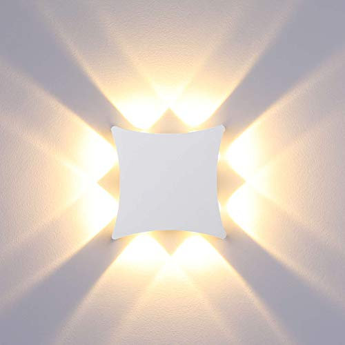 ENCOFT LED Wandleuchte Innen Außen 8W Wandlampe Innen Wasserdicht IP65 Aussenlampe Wand Wandlampen Weiß für Bad Flur Kinderzimmer Treppenhaus Beleuchtung Wohnzimmer Schlafzimmer Warmweiß