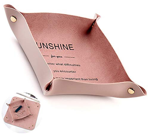Wenyue Bandeja De Cuero Bandeja De Almacenamiento De Piel Práctica para Llaves Relojes Bandeja De Cuero Bandeja De Organizador De Joyas De Cosméticos Para Carteras Relojes Monedas Equipos de Oficina