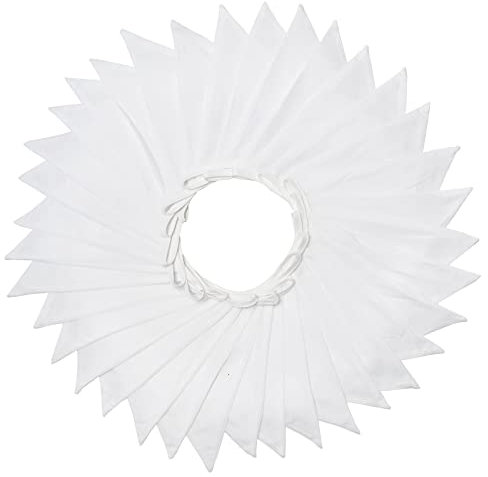 10M Stoff Wimpelkette Dreieck Flagge Bunting Banner Girlande für Zuhause, Kindergarten, Geburtstagsfeier, Babyparty, Außendekorationen (Weiß)