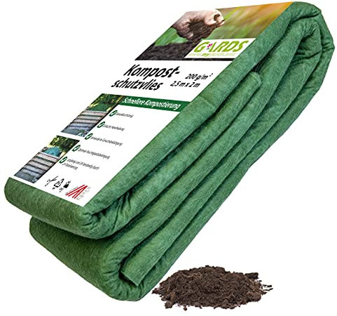 Gards NEU Kompostvlies - Kompostschutzvlies - Kompostflies, Abdeckung, reißfest - geruchsmindernd - dampfdurchlässig - UV stabilisiert - GRÜN, 2.5x2m, 200g/m2