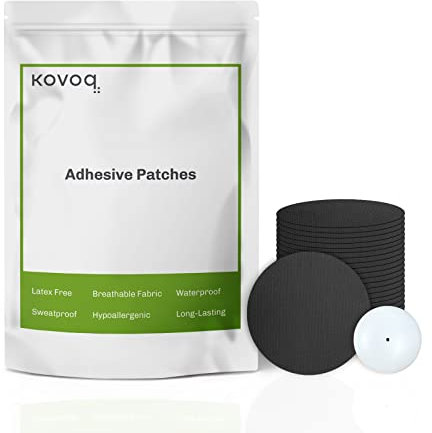 Kovoq Freestyle Libre 2 Sensor Covers, Waterproof Adhesive Patches 25 + 1 Reusable Hardshell Cover, 1-Hand Patching/Removing, No Glue on Sensor, Libre 1 & 2 CGM Sensor Patch, Breathable (Black)