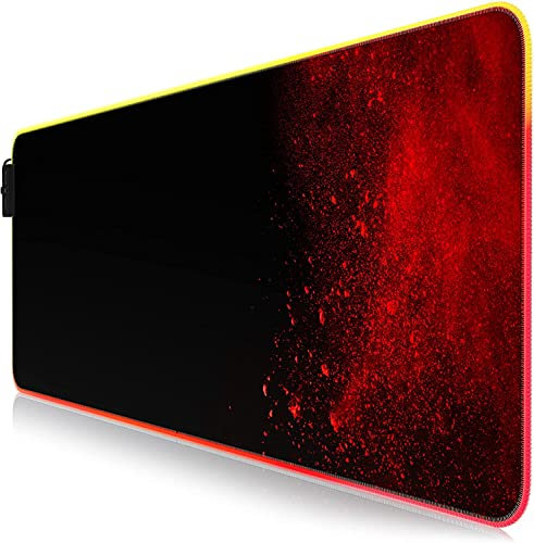 TITANWOLF – RGB Tappetino per Mouse da Gioco XXL - Mouse Pad Gaming - 800x300mm - 11 LED Colori e Effetti di Luce - Precisione e velocità - Lato Inferiore gommato - Lavabile - per Computer PC e Laptop