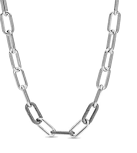 JINYAWEI Snake Chain Chunky Infinity Knot Rose Beads Sliding 925 Sterling Silver Necklace for Europe Bead Charm DIY Jewelry Ladies Necklace (Gem Color : 4, Length : 60cm)