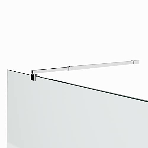 i-flair - Barra de apoyo para pared de ducha (6/8/10 mm, con articulación giratoria de 180°, estabilizador de acero inoxidable, V2A, longitud de 49 cm, para ducha de cristal, 25 bm, color plateado