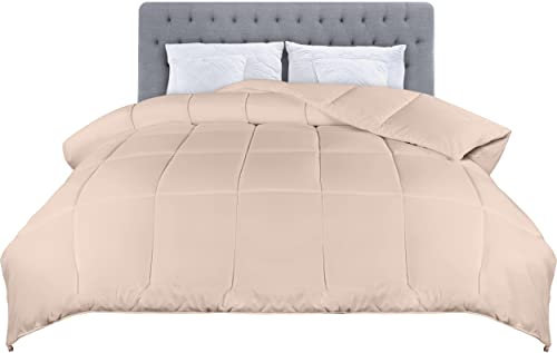 Utopia Bedding Double Duvet – 4.5 Tog Lightweight Coverless Duvet, Soft Breathable Microfiber with Box Stitching – Ideal for Summer and All Seasons, 200x200 cm (Beige)