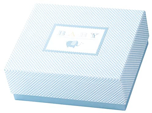 Rössler Papier 13431930200 - Geschenkschachtel Baby Boy, hellblau, rechteckig 240 x 200 x 90 mm, Geburt und Taufe, 1 Stück