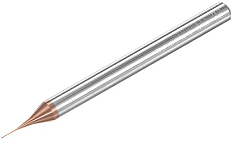 sourcing map VHM Schaftfräser 0.3 mm, 2 Zähne, Klingenlänge 3 mm Titan (Nano)-Beschichtung CNC Fräser für Edelstahl, Verbundwerkstoffe und Legierungen