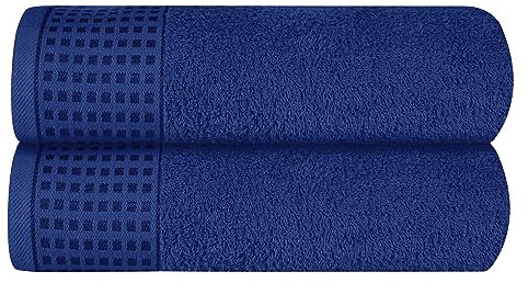 GLAMBURG Baumwolle 2er-Pack übergroße Badetücher 100 x 150 cm, große Badetücher, Ultra saugfähig, kompakt,Umweltfreundlich und 100% recycelbar, schnell trocknendes und leichtes Handtuch - Marineblau