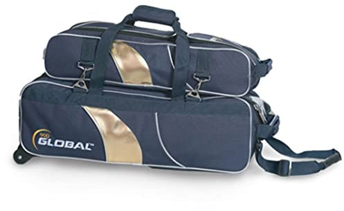 900 Global Unisex-Erwachsene Bowlingtasche für Fluggesellschaften, mit herausnehmbarer Tasche, Gold, blau/goldfarben, Einheitsgröße