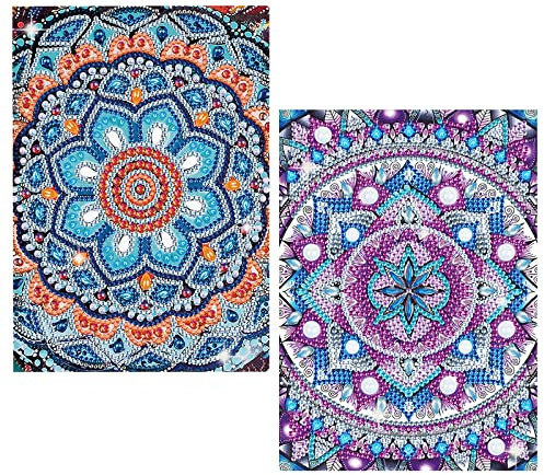 DCIDBEI 2er Set Diamond Painting A5 Notizbücher Blanko Diamant Malerei Tagebuch Journal Buch Mandala DIY Tagesbuch Notizbuch A5 Buch zum Schreiben und Planen Schreibblock Skizzenbuch Geschenk Mädchen