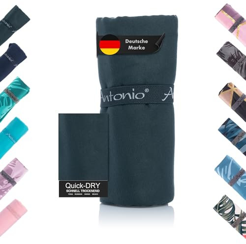 Antonio - Mikrofaser Strandtuch & Badetuch XXL 160 x 80 cm grau-grün - Damen & Herren Strand-Handtuch & Bade-Handtuch schnelltrocknend leicht groß - Microfaser Towel Handtücher Yoga, Sport, Unterwegs