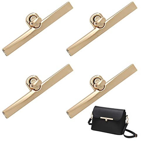 Zasjon Chiusure per Borse in Metallo 4 Pezzi Borsette Chiusure a Serratura Borsa Portafoglio Chiusura Borsa Blocco Rotante Serrature Accessori Twist Turn Lock per Borse Fai da Te, Oro