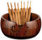 Wooden Yarn Bowl Holder, Craft Knitting Bowl with 8pcs Metal Crochet Hooks, 7.9''Large Yarn Holder Dispenser Yarn Storage Bowls, for Knitters & Crocheters (Brown 7.9 inch)