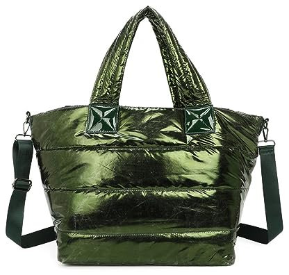 OBC ITALYSHOP24 XXL Damen Tasche Nylontasche Shopper Reisetasche Handtasche Schultertasche Umhängetasche Beuteltasche Weekender Shopping Bag Reisetasche Grün V1