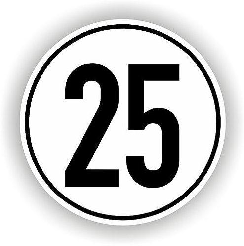 Wildebabsklbt 20 cm 2 Stück Hochwertige Schild Aufkleber-Folie Sticker Decal 25-Kmh Geschwindigkeitsschild Max. Geschwindigkeit Stvzo §58.Svg 20mm Din-1451 Vz 274-25 S966