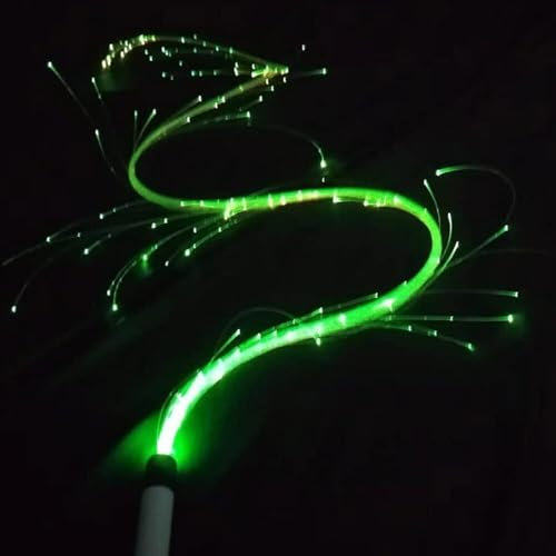 MDybf Fouet à Fibre Optique LED, Fouet de Danse Super Lumineux for Jouet Rave 130 cm Fouets de Danse à Fibre Optique LED 130 pièces 0,5 mm 4 Modes Scintillants