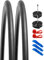YunSCM 2 Sets de 120TPI 700C neumáticos de Bicicleta 700x23C ETRTO 23-622 y 700C Manguera Presta válvula FV60mm y 2 Llantas, compatibles 700x23C neumáticos de Bicicleta y Manguera (W3111)