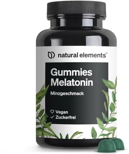 natural elements Melatonin Gummies – 0,5mg Melatonin Schlafhormon – 90 Gummies mit Vitamin B6 & Minzgeschmack – vegan – laborgeprüft