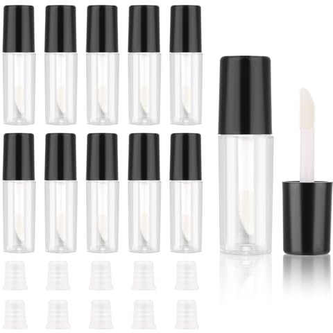 Molain Leere Tuben Lip Gloss Tubes, 10 Stück Nachfüllbare Tuben Klare Kosmetik Behälter, Lipgloss Tube für Lipgloss Kosmetik Make-up(schwarz)