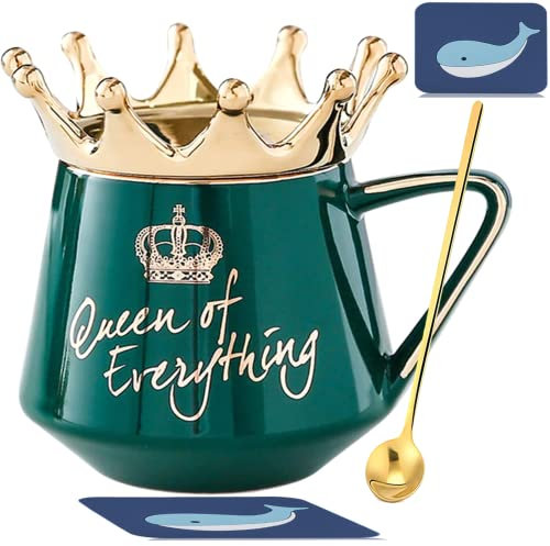 Arawat Queen Of Everything Tazza Con Coperchio 350 Ml Tazza In Ceramica Corona Regina Elisabetta Tazza Regalo Di Compleanno Per 20 30 40 50 60 70 80 90 Donne Regalo Per Le Donne Ragazze Mamma Amica
