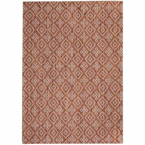 Knutzen Wohnen City Wollteppich flach gewebt 120 x 170 cm Kupfer - Teppich Wolle Natur -Naturteppich mit Rautenmuster - Stilvolles Design mit Bequemlichkeit für Ihr Zuhause