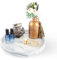 Oungy Bandeja decorativa redonda de 25 cm, mármol blanco, placa decorativa de cerámica, para encimera, fregadero de cocina, lavabo, cuarto de baño