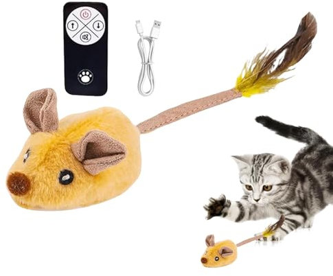 Euyehn Moving Cat Toy, Remote Control Cat Toys Mice, Touch Activated Moving Mice Kitten Squeaky Toy Remote Control Cat Exercise Interactive Toys For Cat Indoor