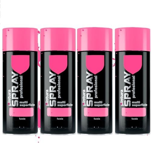 MORE FREE Pintura Spray Fucsia de 400 ml Adecuado para las Superficies de Metal, Madera y Plástico Pack de 4 Unidad