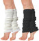 AWAVM 2 Pairs Leg Warmers, 40cm Winter Knit Ribbed Leg Warmers for Women Girls Yoga Ballet Dance Ice Skating Accessories, Black And White