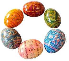 basticks Ukrainische Ostereier aus Holz- Pysanky- Pysanka, 6er Set in verschiedenen Farben und Mustern