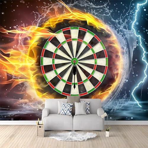 Photo Wallpaper Fantasy Water and Fire Dart Board Mural Living Room Kitchen Dining Room Decoration Colorful Wall Art Wallpaper 350 x 256 cm Luxury Mural Wallpaper Home Decoration Cover Small Cracks
