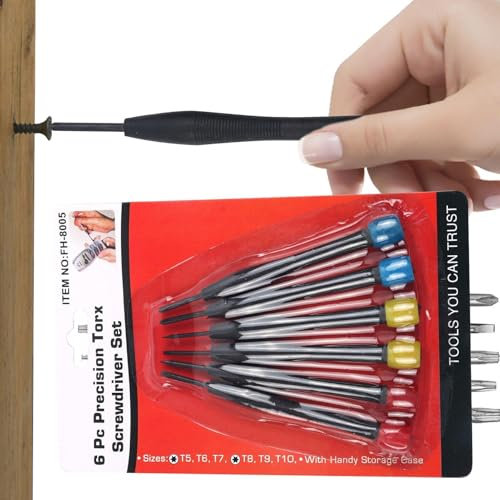 Kit de destornillador de computadora 6pcs - Terreno de reparación de precisión Conjunto de teléfonos, tabletas y cámaras | Destornilladores de Torx para vidrio de reloj, electrónica pequeña y mantenim