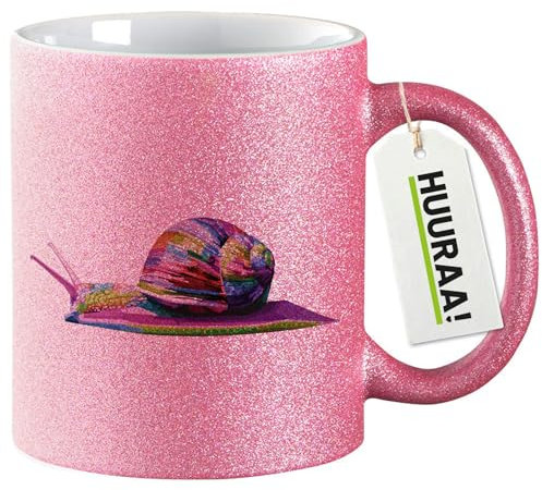 Huuraa Glitzer Kaffeebecher Schnecke Colorful Geschenk 330ml Pink Schnecke Mitbringsel