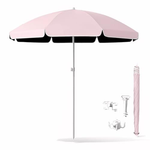 Terrassenschirm180 cm/220 cm/240 cm/260 cm, Tischschirm mit UV-Schutz, für Garten, Terrasse(Pink,220cm(7ft))