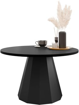Mirjan24 Couchtisch Elskin, Runde Form, Gestell aus Stahl, Kaffeetisch, Wohnzimmertische, Beistelltisch, Sofatisch, Teetisch (Schwarz/Schwarz Molet)