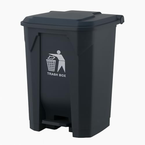 BURAKH Recycling Pedal Bin – 30L / 50L / 80L Waste Trash Rubbish Bin with Foot Pedal – Durable Plastic Dustbin for Kitchen, Home or Office Use – Easy Clean, Hands-Free Design
