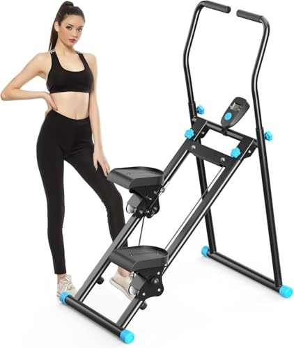 Stepper für das Training im Heim-Fitnessstudio, Vertical Climber-Geräts für Ganzkörpertraining, kompakter, zusammenklappbarer Cardio-Übungs-Climber mit erweiterter Schrittweite (Schrittweite)