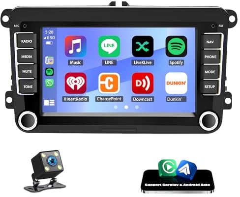 Slakerbe Android 14 Autoradio 2 Din mit Carplay Android Auto für Skoda Yeti 2013 2014 2015, 2G+32G 7 Zoll Auto Radio Stereo mit Bluetooth Navi WiFi FM RDS Rückfahrkamera