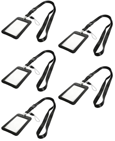 5 Stück Schlüsselband zum Umhängen mit Karabinerverschluss Abnehmbar 5 Stück Kartenhalter Ausweis Lanyard Schlüsselband Ausweishalter Ausziehbar Dienstausweis Hülle für Unternehmen Büro Schule Mobile