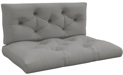 Outsunny 2 Sitzer Palettenkissen UV-Schutz 120 x 80 x 12cm Hellgrau | Bankauflage, Sitzkissen Polsterauflage, Wasserabweisend, Gartenbankauflage für Palettensofa, Balkon