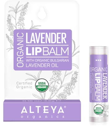 Alteya Bio Lippenbalsam Lavendel 4.5g – USDA Organic-zertifiziert Rein Natürlich Restaurativ – Lippenpflege auf der Basis von ätherischem Lavendelöl und selektierter Auswahl an Pflanzenbuttern