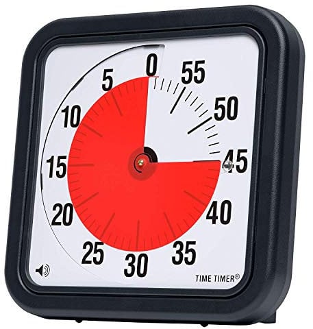 Time Timer Original Large 30x30 cm; 60-minuten visueller Timer - Countdown-Uhr für Klassenzimmer oder Besprechungen für Kinder und Erwachsene (schwarz)