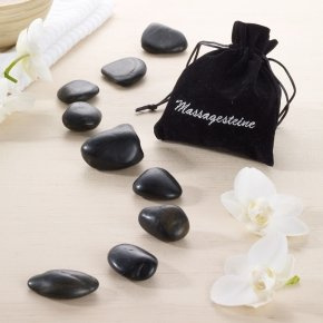 Unbekannt Hot Stones, 9 Massagesteine im Stoffbeutel