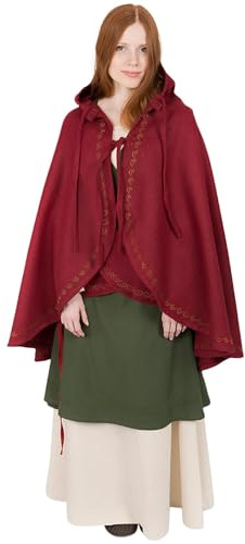 Burgschneider - Cape Affra - Rot (Standard, für Damen & Herren, Wolle) Mittelalter Fantasy - Maiden